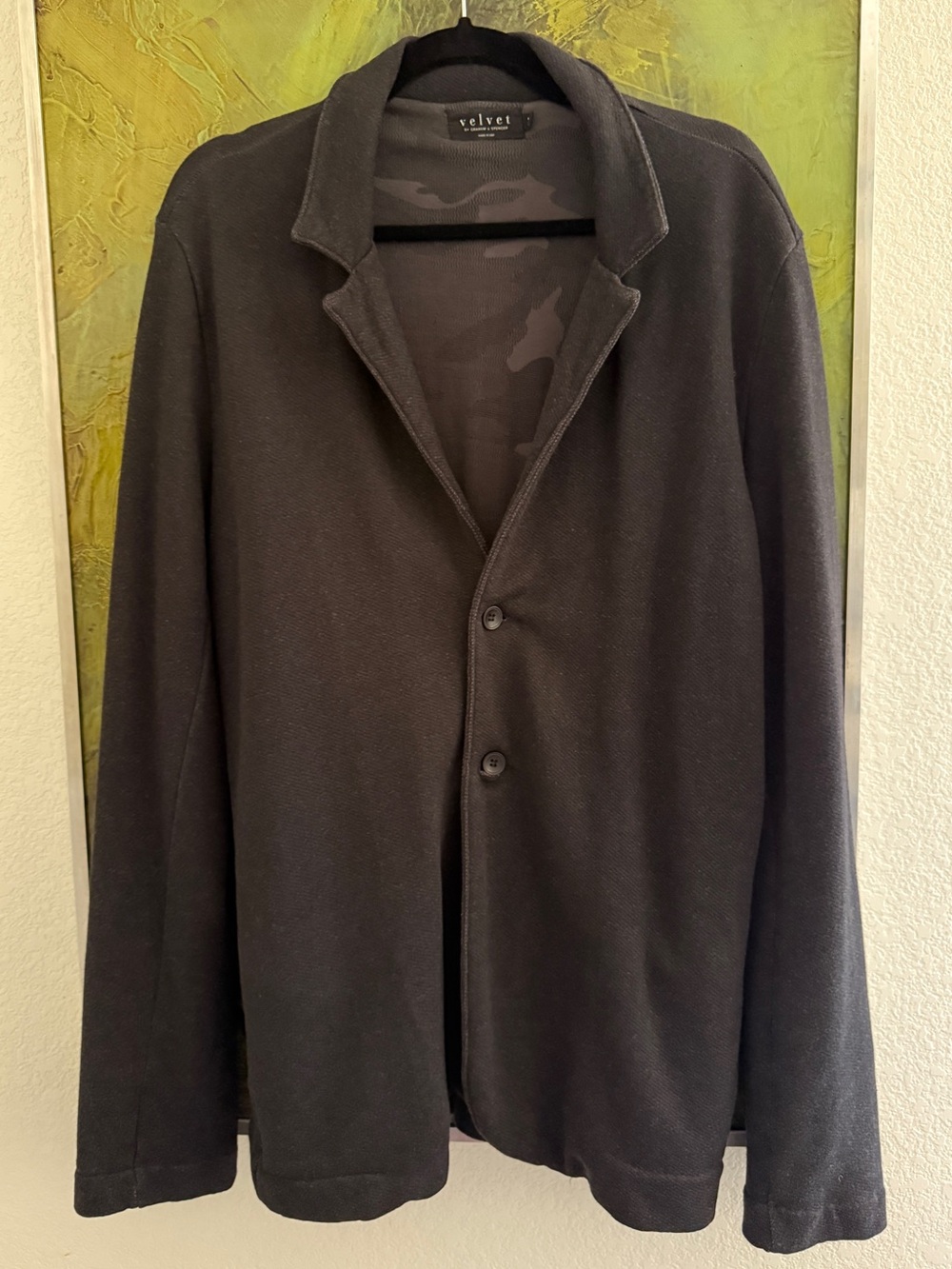 Knit blazer, camo lining size Large